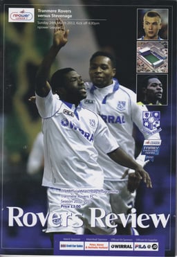 Tranmere Rovers v Stevenage Match Programme 2013-03-24
